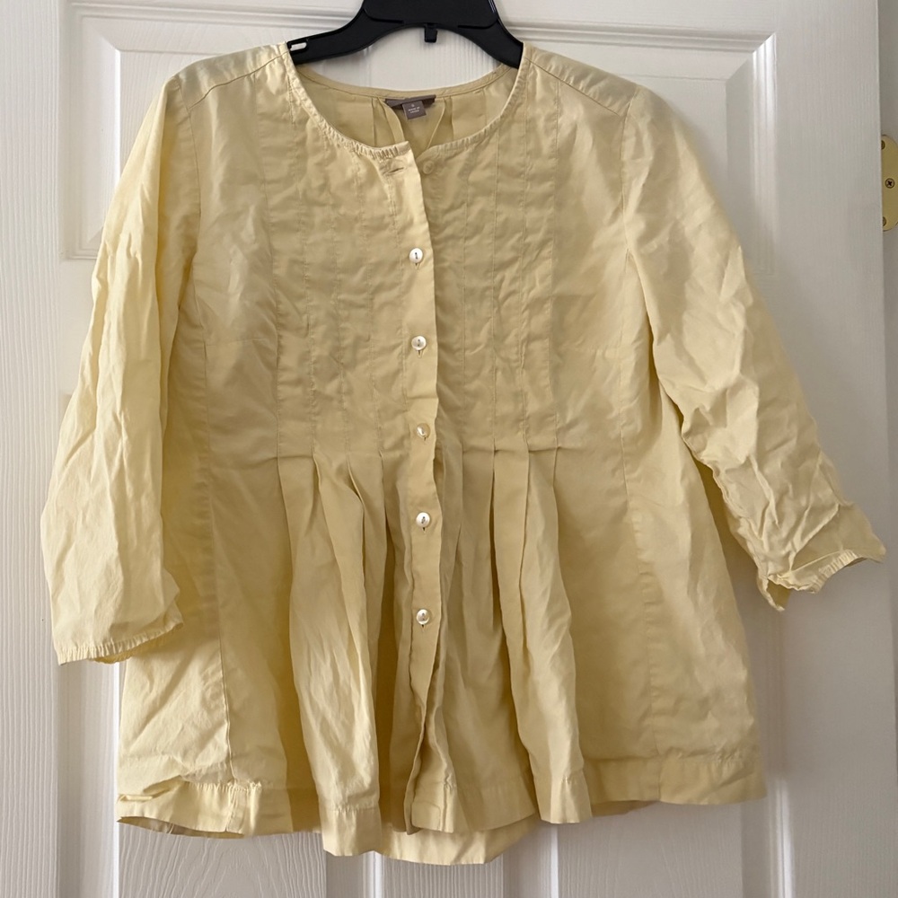 Butter Yellow 100% Cotton Button-Up Blouse
